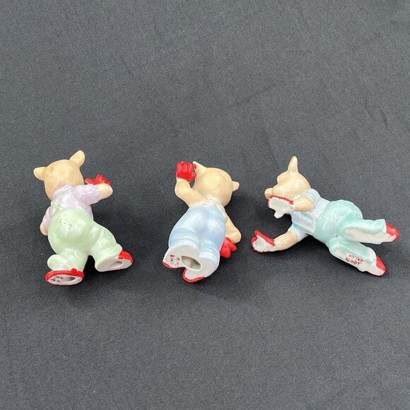 Mid Century Modern Porcelain Pigs Tumbling Made in Japan Vintage Set of 6 - Picture 13 of 15